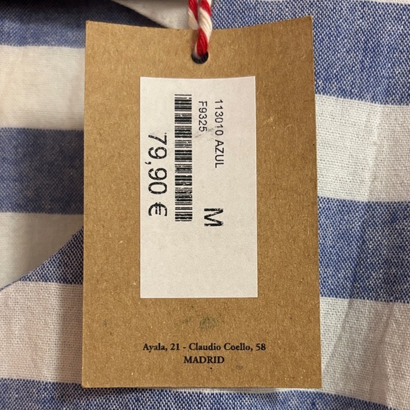 FRNCH Blue and White Striped 100% Cotton Midi Dress - Picture 5 of 11